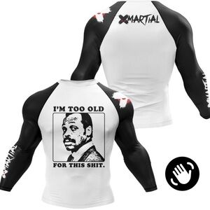 XMartial Black and White Graphic Rash Guard